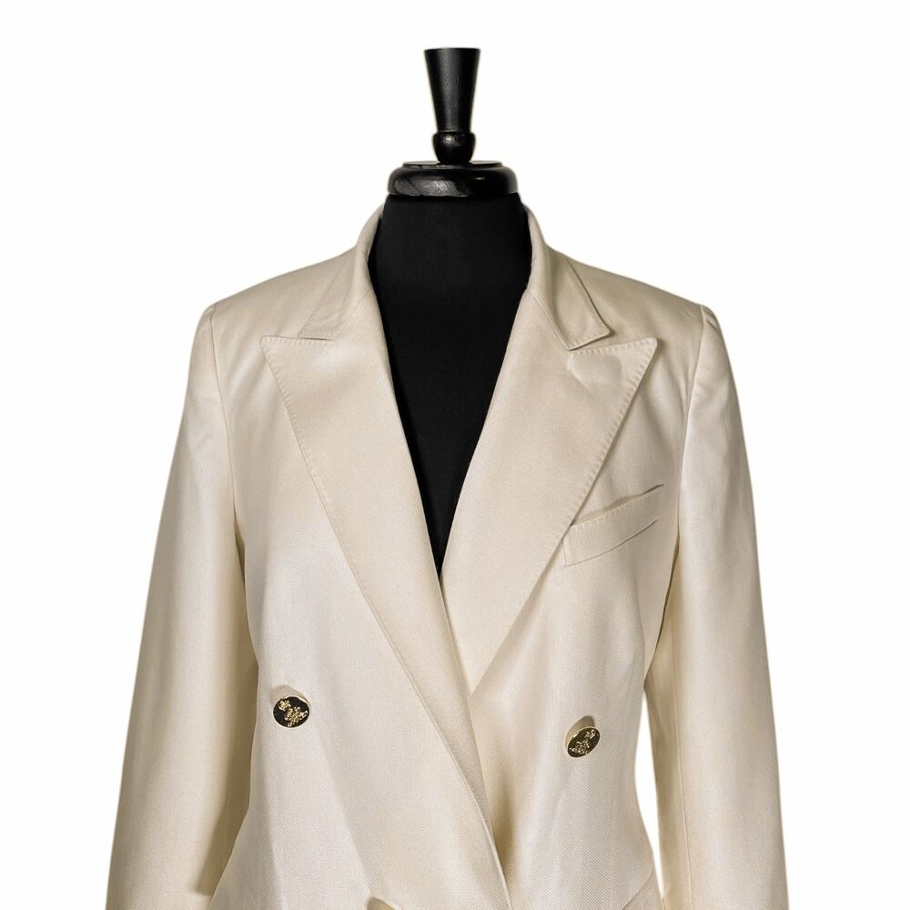 Ralph Lauren Purple Label Cashmere Blazer 10 Cream Double Breasted USA Silk - Picture 7 of 14
